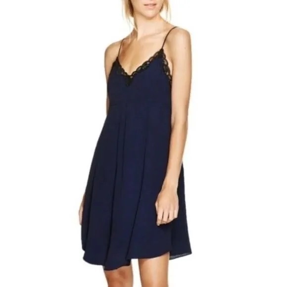Wilfred Navy with Black Lace Slip Dress - Picture 1 of 11